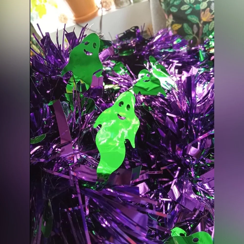 Halloween Garland Ghost Holiday Metallic Tinsel Twist Hanging Party Decorations